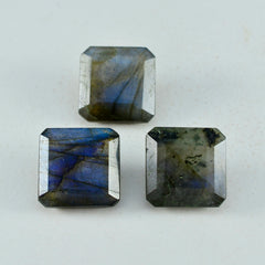 Riyogems 1PC Natural Grey Labradorite Faceted 7x7 mm Square Shape attractive Quality Loose Gems