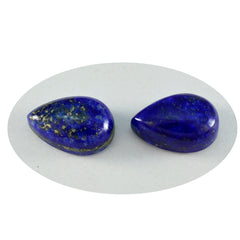 Riyogems 1pc cabochon lapis-lazuli bleu 12x16mm forme de poire pierres précieuses de qualité attrayante