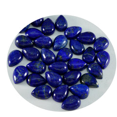 Riyogems 1PC Blue Lapis Lazuli Cabochon 5x7 mm Pear Shape A+1 Quality Loose Gem
