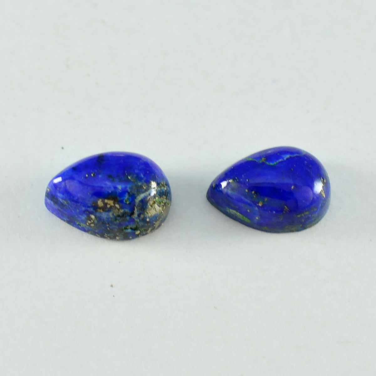 Riyogems 1PC Blue Lapis Lazuli Cabochon 6x9 mm Pear Shape A1 Quality Loose Gems