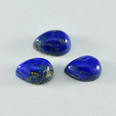 Riyogems, 1 pieza, cabujón de lapislázuli azul, 7x10mm, forma de pera, piedra suelta de buena calidad