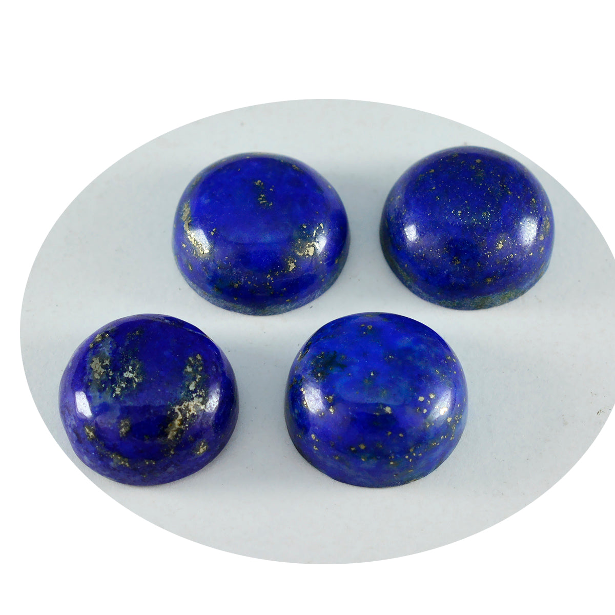 Riyogems 1 pc cabochon lapis lazuli bleu 15x15 mm forme ronde pierre en vrac de merveilleuse qualité