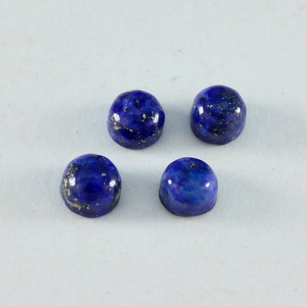 Riyogems 1PC Blue Lapis Lazuli Cabochon 5x5 mm Round Shape good-looking Quality Loose Gem