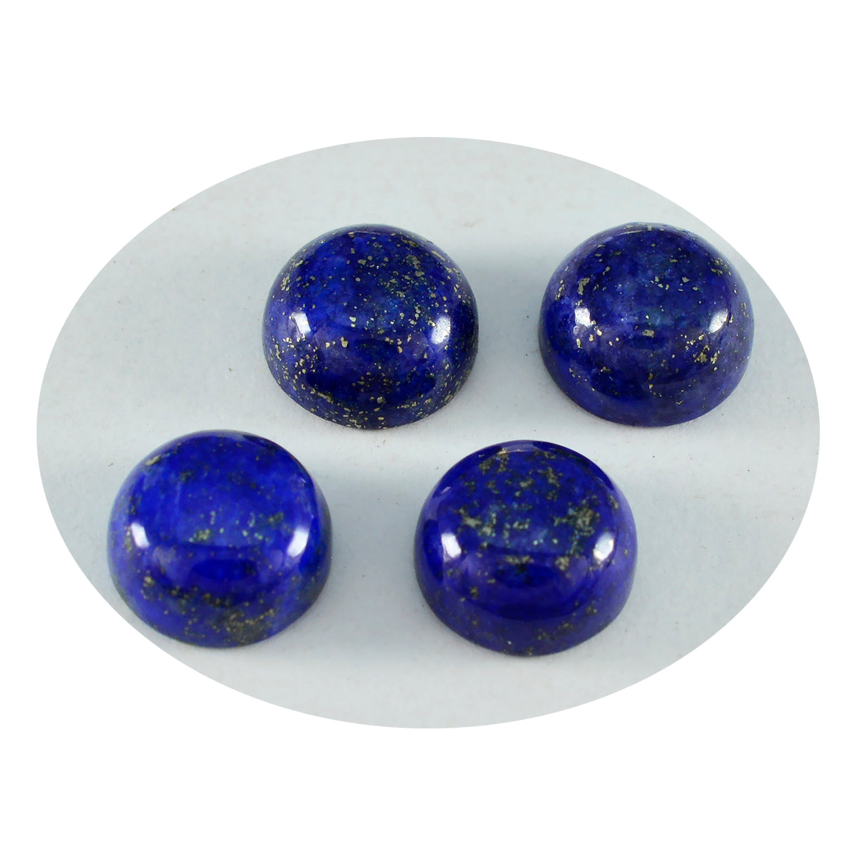 Riyogems 1 Stück blauer Lapislazuli-Cabochon, 8 x 8 mm, runde Form, hübscher, hochwertiger, loser Edelstein