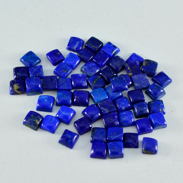 Riyogems 1 pieza cabujón de lapislázuli azul 4x4 mm forma cuadrada piedra preciosa suelta de calidad dulce
