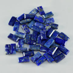 Riyogems 1PC Real Blue Lapis Lazuli Faceted 4x8 mm  Baguette Shape great Quality Loose Gemstone