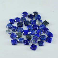 Riyogems 1 pièce de lapis-lazuli bleu véritable à facettes 5x5mm en forme de coussin, pierres précieuses en vrac de qualité impressionnante