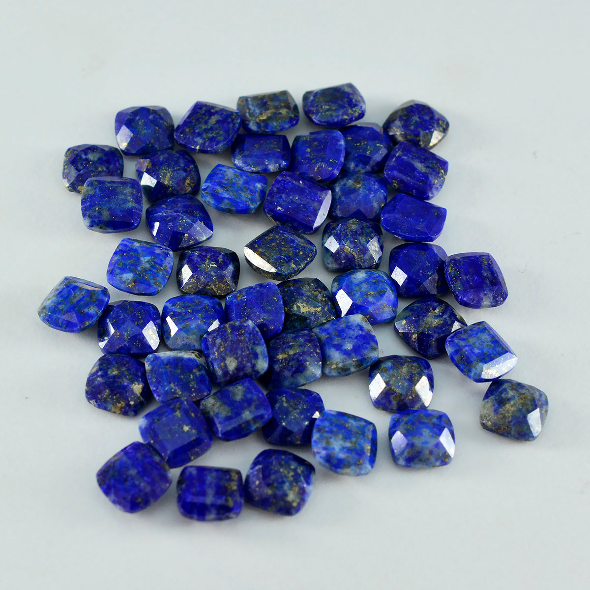Riyogems 1PC Natural Blue Lapis Lazuli Faceted 7x7 mm Cushion Shape amazing Quality Loose Gemstone