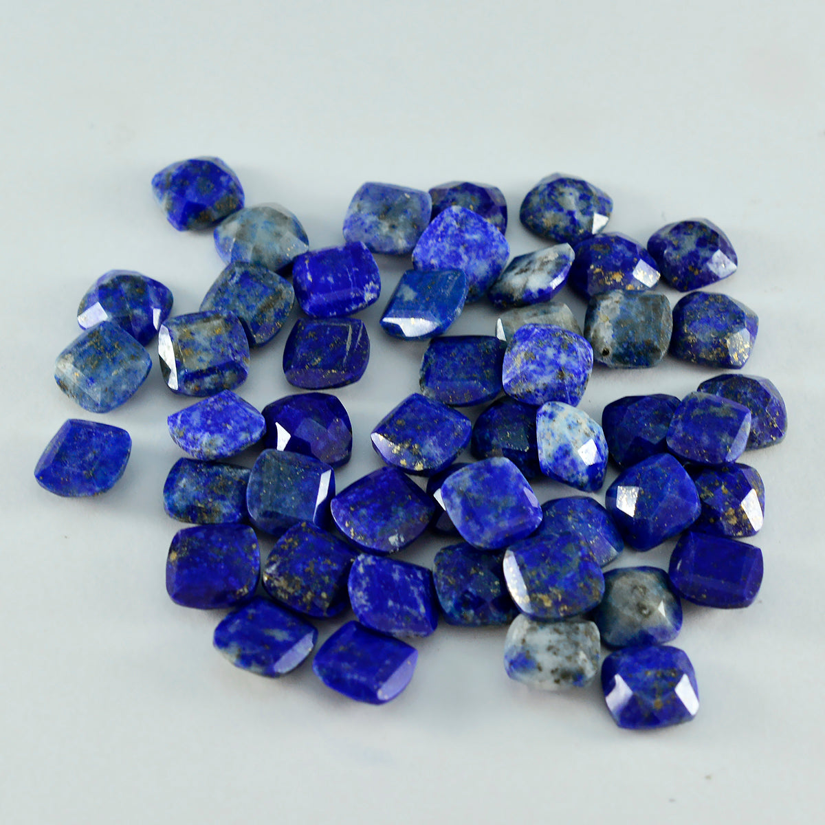 riyogems 1pc real blue lapis lazuli faceted 8x8 mm cushion shape cute quality gem