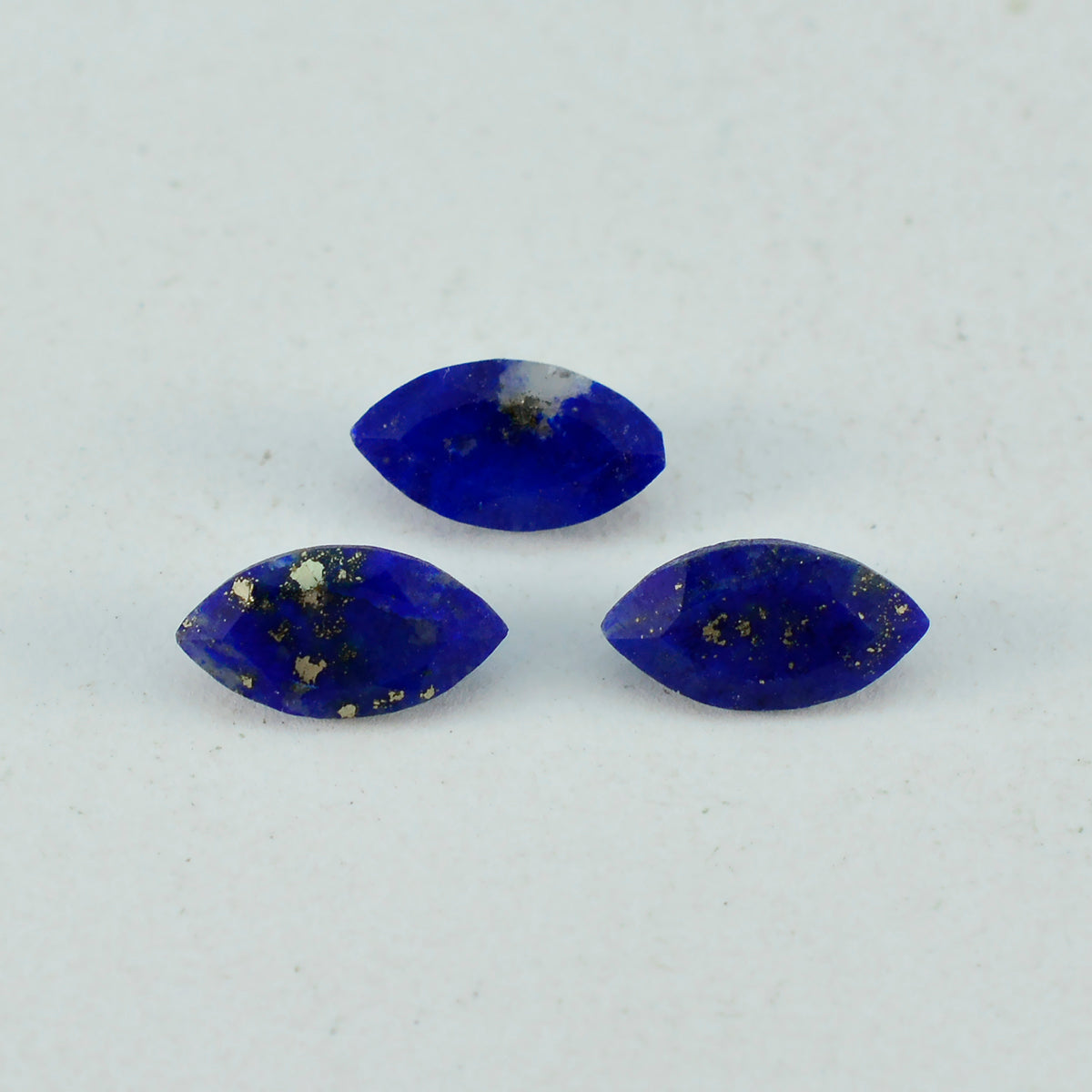 Riyogems 1 Stück echter blauer Lapislazuli, facettiert, 7 x 14 mm, Marquise-Form, A+1-Qualitätsstein