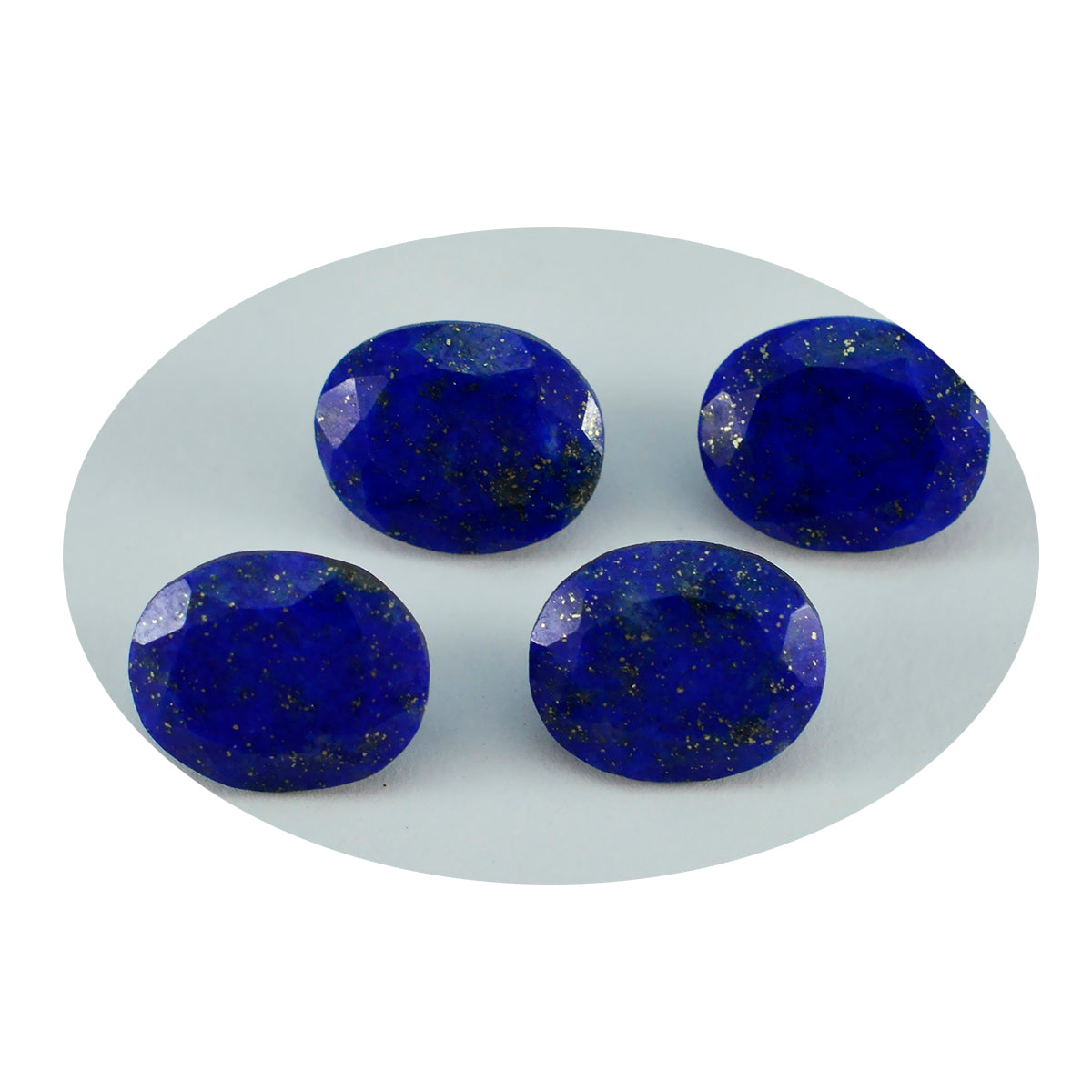 Riyogems 1 Stück echter blauer Lapislazuli, facettiert, 10 x 12 mm, ovale Form, erstaunlich hochwertiger loser Stein