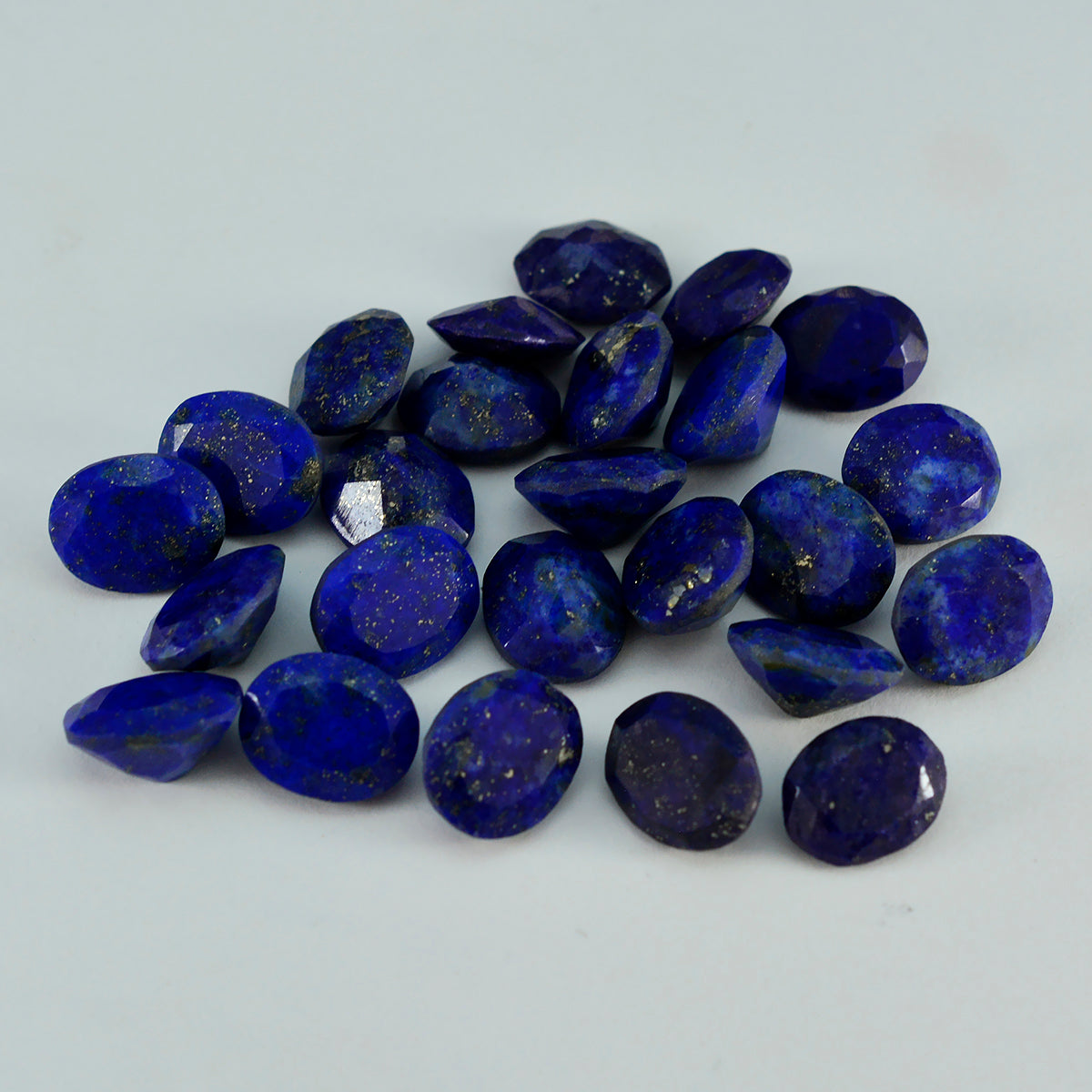 Riyogems 1 pièce véritable lapis lazuli bleu à facettes 10x12mm forme ovale qualité étonnante pierre en vrac