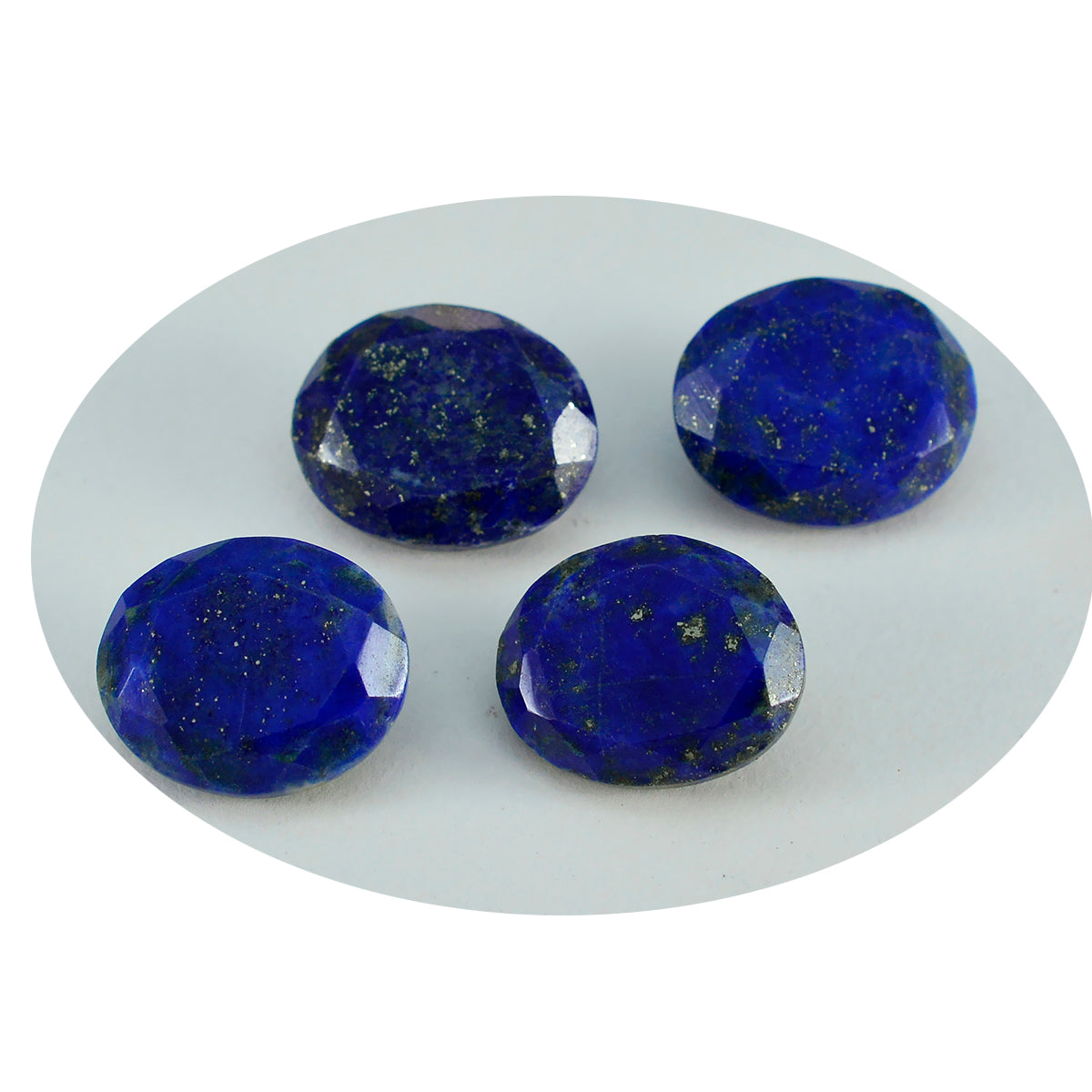 Riyogems 1 pièce de lapis-lazuli bleu naturel à facettes 10x14mm forme ovale belle qualité pierre précieuse en vrac