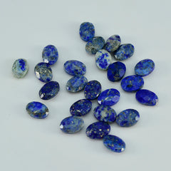 Riyogems 1pc lapis lazuli bleu naturel à facettes 5x7mm forme ovale belles pierres précieuses de qualité