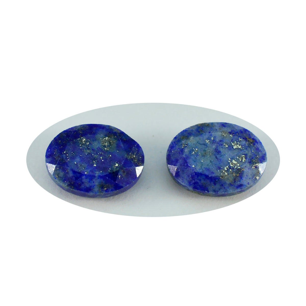 Riyogems 1 Stück echter blauer Lapislazuli, facettiert, 7 x 9 mm, ovale Form, schöner Qualitäts-Edelstein
