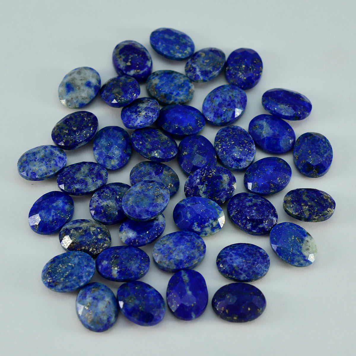 Riyogems, 1 pieza, lapislázuli azul natural facetado, 8x10mm, forma ovalada, gema suelta de excelente calidad