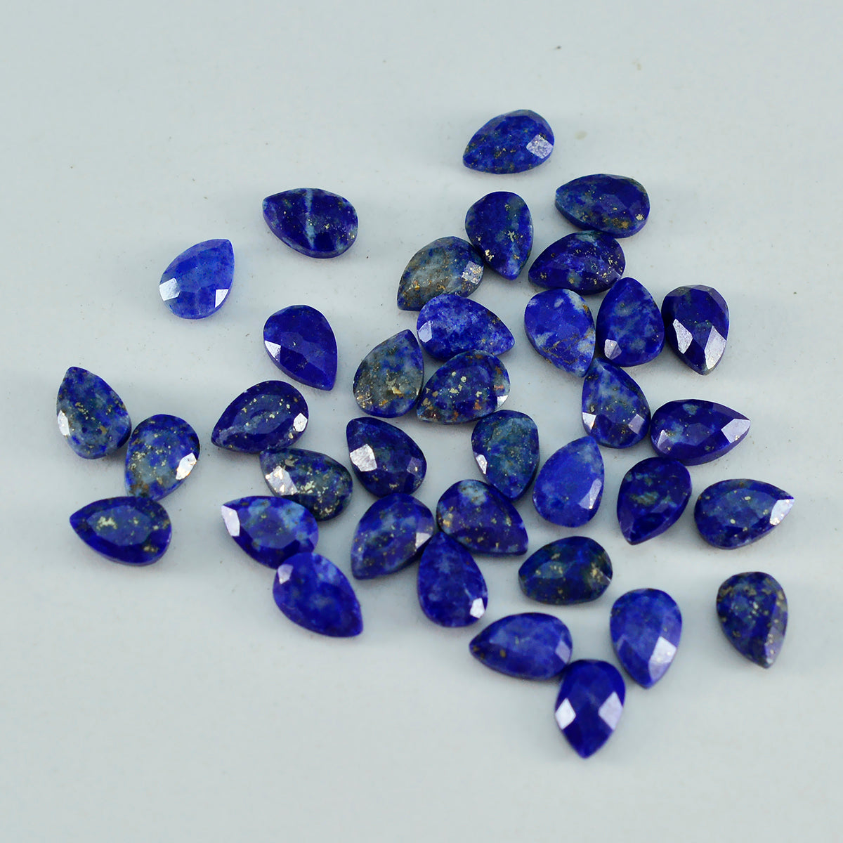 Riyogems 1 Stück echter blauer Lapislazuli, facettiert, 3 x 5 mm, Birnenform, tolle Qualitäts-Edelsteine