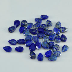 Riyogems 1PC Natural Blue Lapis Lazuli Faceted 4x6 mm Pear Shape fantastic Quality Stone