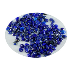 Riyogems 1 Stück echter blauer Lapislazuli, facettiert, 4 x 4 mm, runde Form, Edelsteine von erstaunlicher Qualität