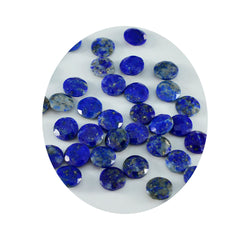 Riyogems 1 pièce lapis lazuli bleu véritable à facettes 5x5mm forme ronde pierre de qualité mignonne