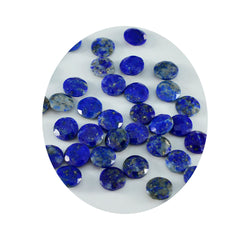 riyogems 1pc genuine blue lapis lazuli faceted 5x5 mm round shape cute quality stone