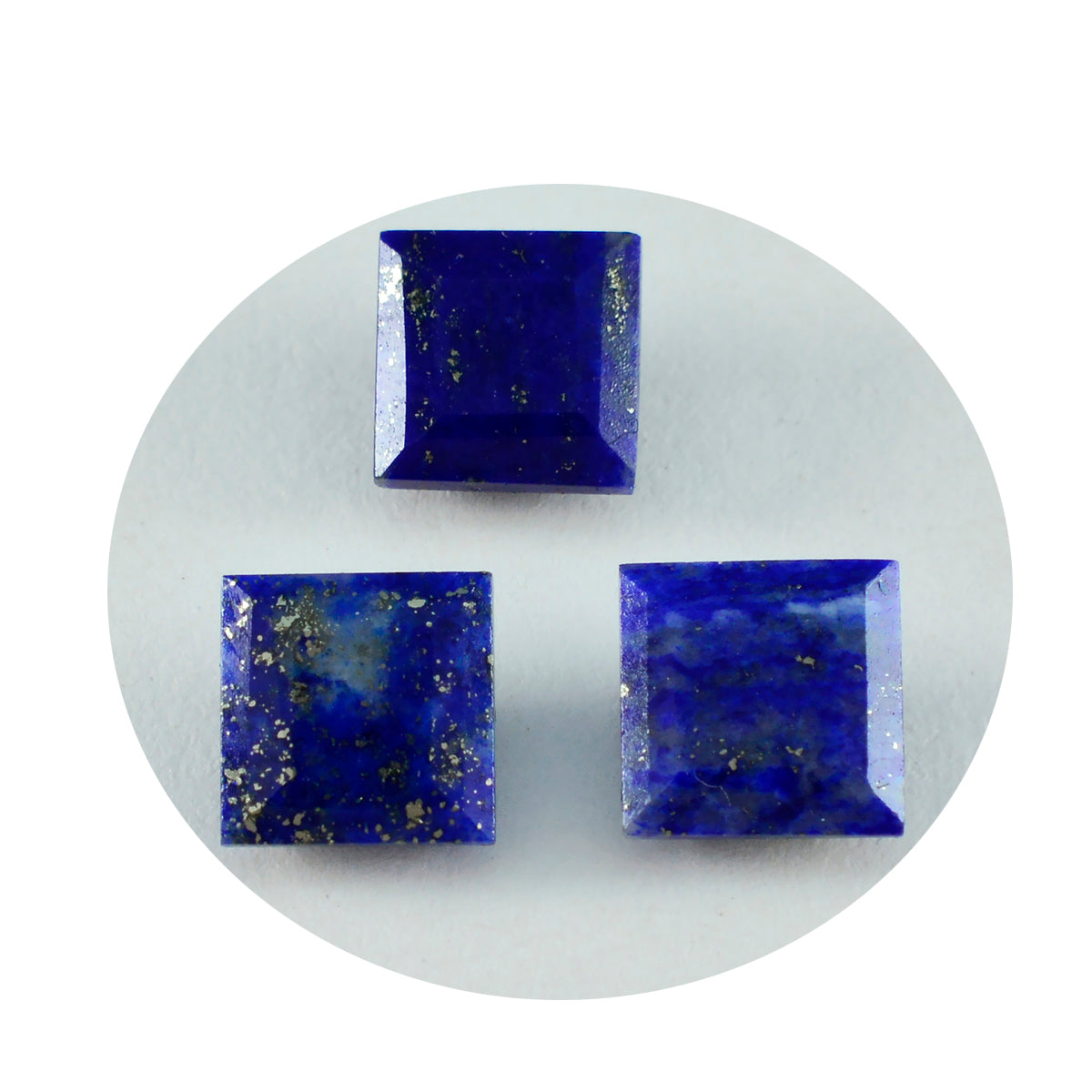 Riyogems 1 Stück echter blauer Lapislazuli, facettiert, 10 x 10 mm, quadratische Form, schöne Qualität, loser Edelstein