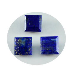 Riyogems 1 pièce véritable lapis lazuli bleu à facettes 10x10mm forme carrée belle qualité gemme en vrac