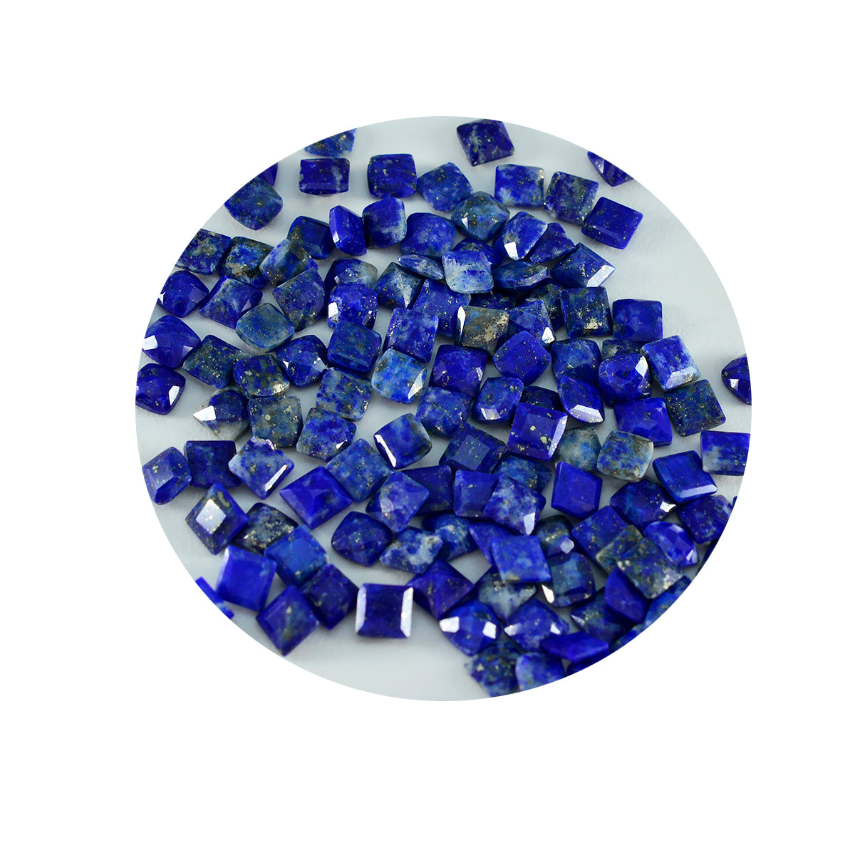 Riyogems 1 Stück echter blauer Lapislazuli, facettiert, 3 x 3 mm, quadratische Form, hübsche, hochwertige lose Edelsteine