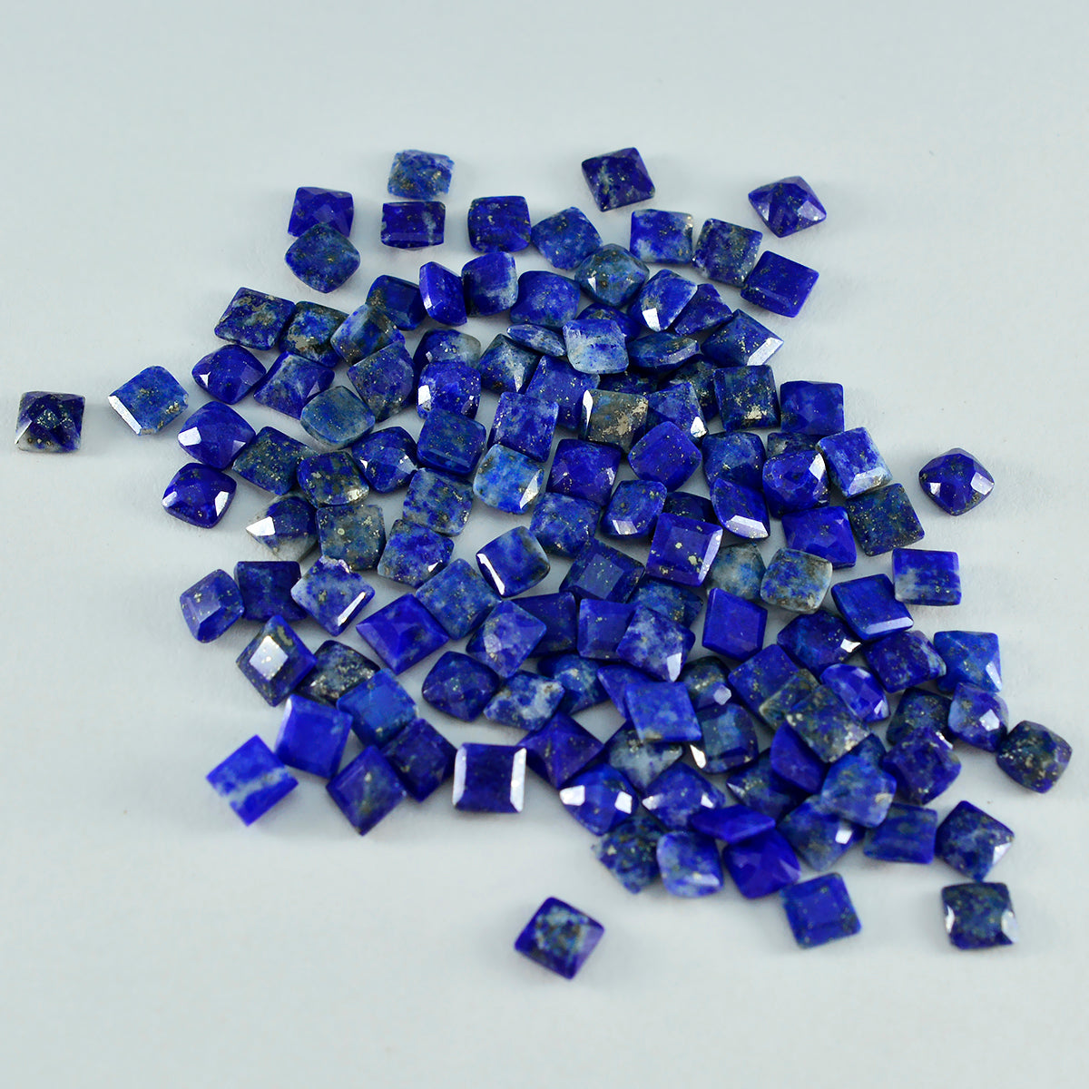 Riyogems, 1 pieza, lapislázuli azul real facetado, 3x3mm, forma cuadrada, gemas sueltas de buena calidad