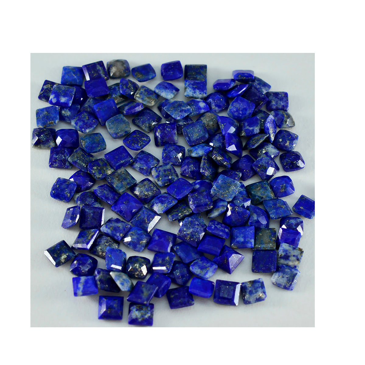 Riyogems 1 pièce de lapis lazuli bleu véritable à facettes 4x4mm forme carrée belle qualité pierre en vrac
