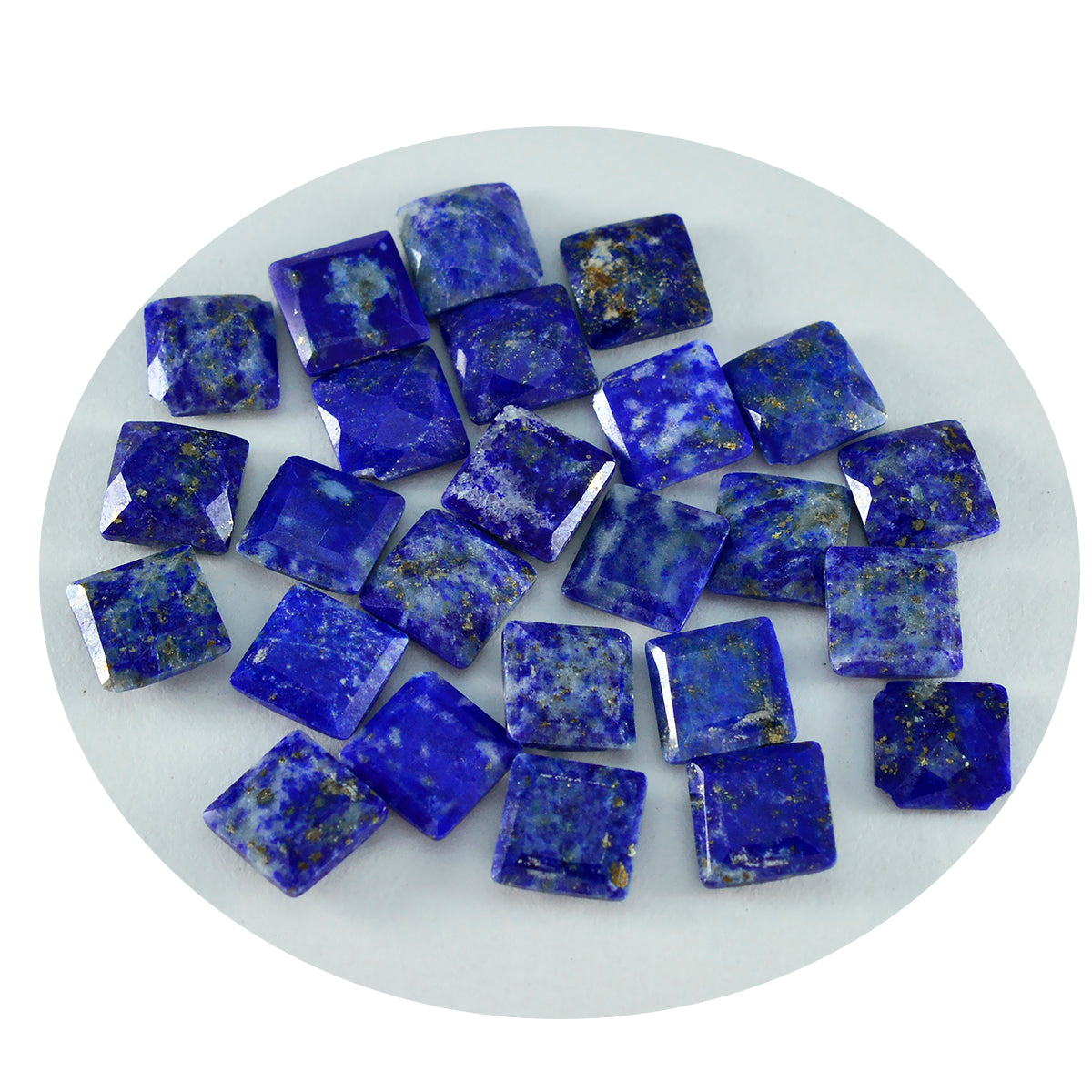 Riyogems 1 Stück echter blauer Lapislazuli, facettiert, 6 x 6 mm, quadratische Form, schön aussehender Qualitäts-Edelstein