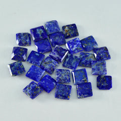 Riyogems, 1 pieza, lapislázuli azul real facetado, 6x6mm, forma cuadrada, gema de buena calidad