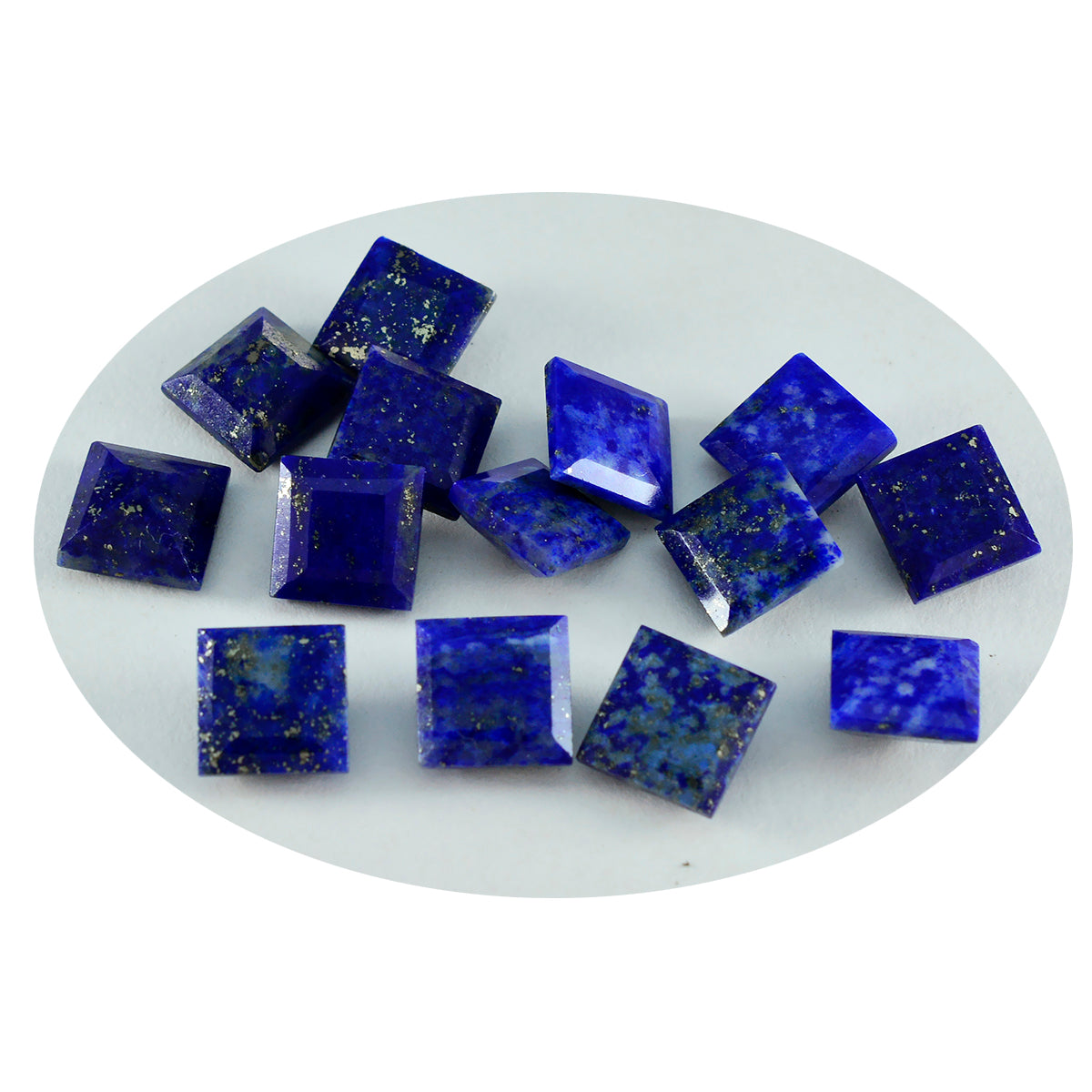 Riyogems 1 pièce de lapis-lazuli bleu véritable à facettes 7x7mm de forme carrée, pierres précieuses d'excellente qualité