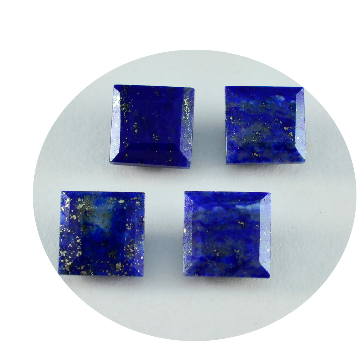 Riyogems 1 Stück echter blauer Lapislazuli, facettiert, 9 x 9 mm, quadratische Form, Edelstein von erstaunlicher Qualität