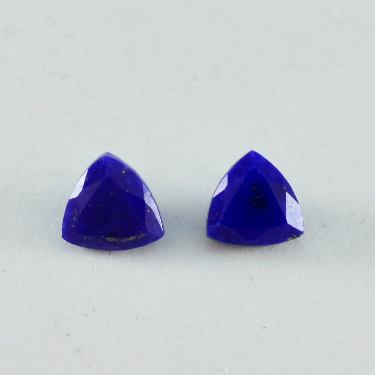 Riyogems 1PC Genuine Blue Lapis Lazuli Faceted 10x10 mm Trillion Shape A Quality Gem