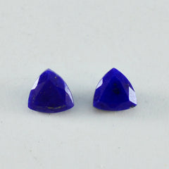 Riyogems 1pc véritable lapis lazuli bleu à facettes 10x10mm forme trillion une gemme de qualité