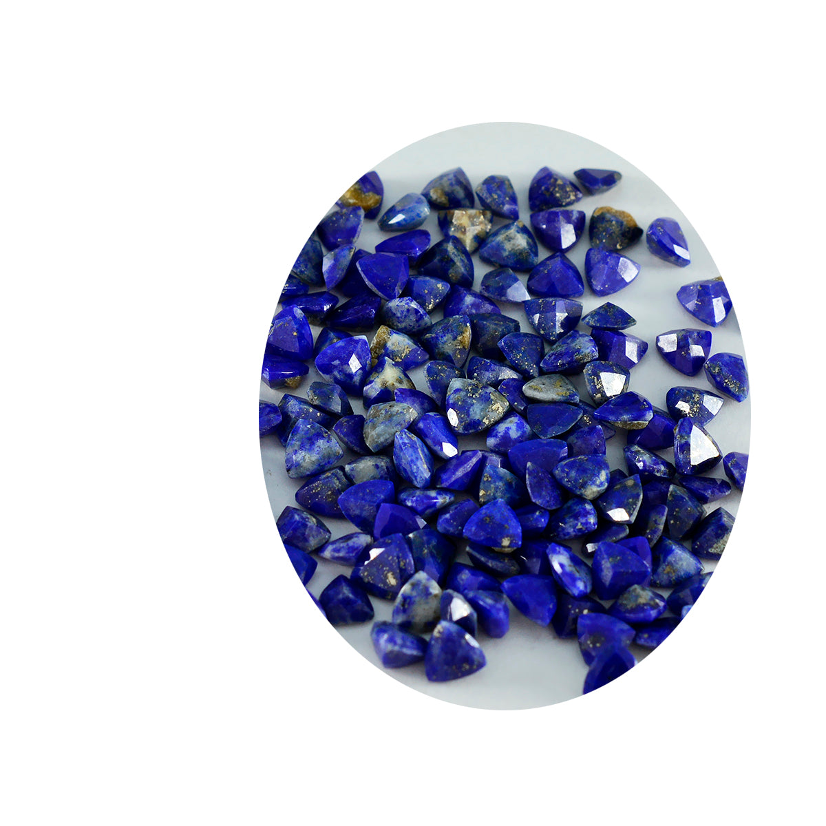 Riyogems 1 Stück echter blauer Lapislazuli, facettiert, 4 x 4 mm, Billionenform, süßer Qualitätsstein