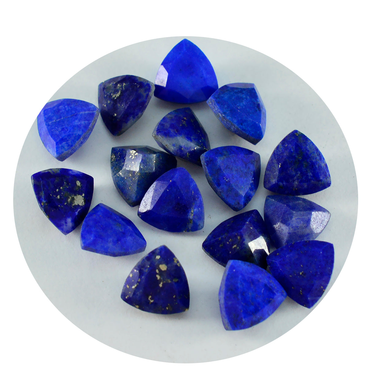 Riyogems 1 pièce de lapis-lazuli bleu véritable à facettes 6x6mm en forme de trillion, gemme en vrac de qualité impressionnante
