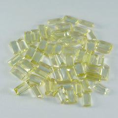 Riyogems 1PC Yellow Lemon Quartz Faceted 4x8 mm Baguett Shape great Quality Gem