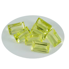 Riyogems 1pc quartz citron jaune à facettes 5x10mm forme baguette gemmes de qualité fantastique