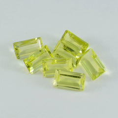 Riyogems 1pc quartz citron jaune à facettes 5x10mm forme baguette gemmes de qualité fantastique