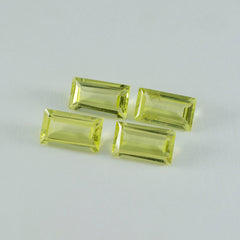Riyogems 1 pièce de quartz citron jaune à facettes 7x14 mm en forme de baguette, pierre précieuse de qualité merveilleuse
