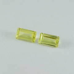 Riyogems 1pc quartz citron jaune à facettes 9x18mm forme baguette superbe qualité pierres précieuses en vrac