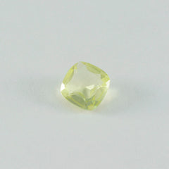 Riyogems 1PC Yellow Lemon Quartz Faceted 10x10 mm Cushion Shape AA Quality Gemstone