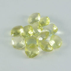 Riyogems 1pc quartz citron jaune à facettes 6x6mm forme coussin beauté qualité pierre précieuse en vrac