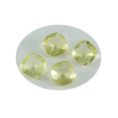 Riyogems 1PC Yellow Lemon Quartz Faceted 7x7 mm Cushion Shape amazing Quality Gem