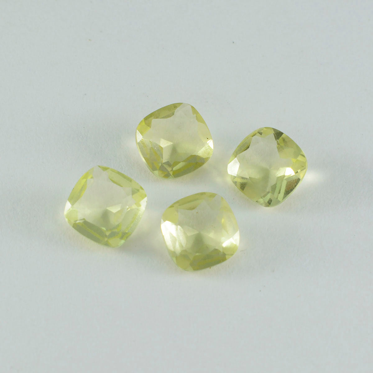 Riyogems 1PC Yellow Lemon Quartz Faceted 7x7 mm Cushion Shape amazing Quality Gem