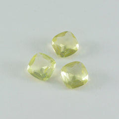 riyogems 1pc quartz citron jaune à facettes 8x8 mm forme coussin jolies pierres précieuses de qualité