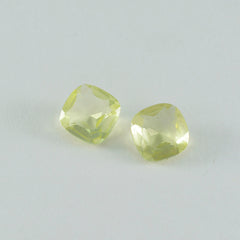 Riyogems 1PC Yellow Lemon Quartz Faceted 9x9 mm Cushion Shape A Quality Stone