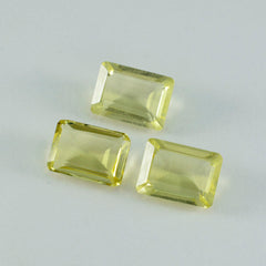 Riyogems 1pc quartz citron jaune à facettes 10x14mm forme octogonale jolie pierre précieuse en vrac de qualité